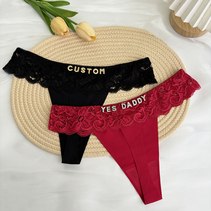 Thong Bikini Women - Thong Kustom Dipersonalisasi Nama Kristal Huruf